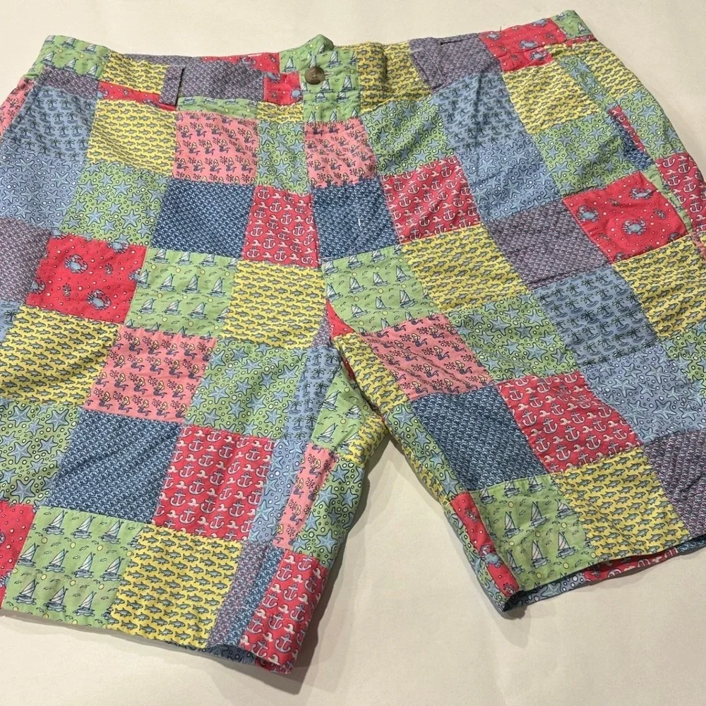 Vineyard Vines Mens Patchwork‎ Shorts Nautical Print Colorful Size 40 Preppy
